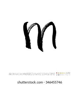 Hand drawn alphabet illustration & calligraphy - vector