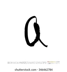 Hand drawn alphabet illustration & calligraphy - vector