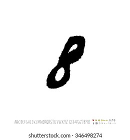 Hand drawn alphabet illustration & calligraphy - vector