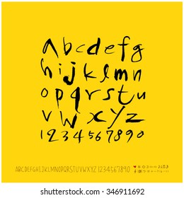 Hand drawn alphabet illustration & calligraphy - vector