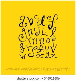 Hand drawn alphabet illustration & calligraphy - vector