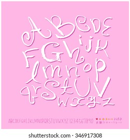 Hand drawn alphabet illustration & calligraphy - vector