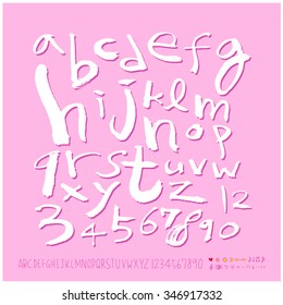 Hand drawn alphabet illustration & calligraphy - vector