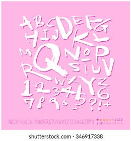 Hand drawn alphabet illustration & calligraphy - vector