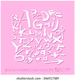 Hand drawn alphabet illustration & calligraphy - vector