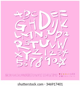 Hand drawn alphabet illustration & calligraphy - vector