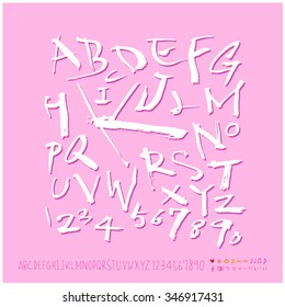 Hand drawn alphabet illustration & calligraphy - vector