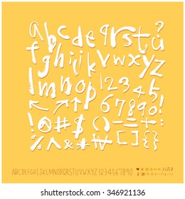 Hand drawn alphabet illustration & calligraphy - vector