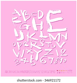 Hand drawn alphabet illustration & calligraphy - vector