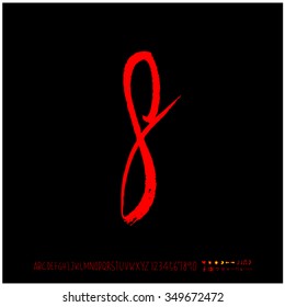Hand drawn alphabet illustration & calligraphy - vector
