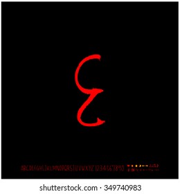 Hand drawn alphabet illustration & calligraphy - vector