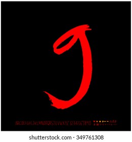Hand drawn alphabet illustration & calligraphy - vector