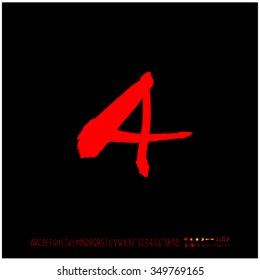 Hand drawn alphabet illustration & calligraphy - vector