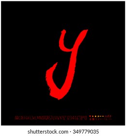 Hand drawn alphabet illustration & calligraphy - vector