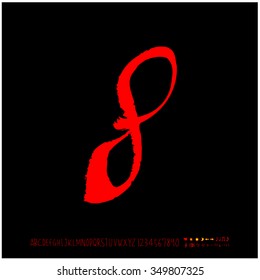 Hand drawn alphabet illustration & calligraphy - vector
