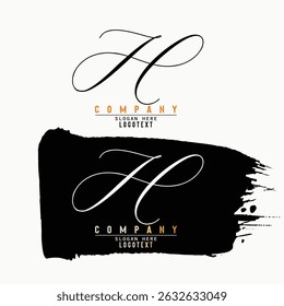 hand drawn alphabet. initial letter, alphabet, Letter H Signature Logo - Initial Alphabet for H - Handwritten H Logo, H letter beauty handwriting vector logo.eps8