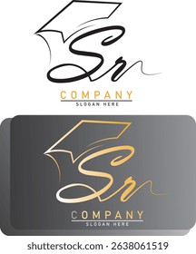 hand drawn alphabet. initial letter, letter Sr logo design, education logo, letter Sr signature logo - initial alphabet - hand written Sr logo Sr.eps8
