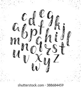 Hand drawn alphabet. Ink hand lettering.Vector illustration.