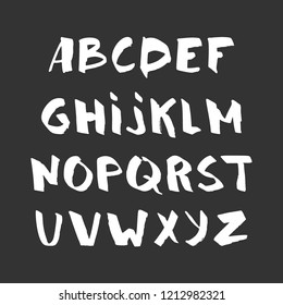 Hand drawn alphabet, latin characters set. Vector lettering for posters, banners or greeting cards