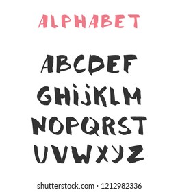 Hand drawn alphabet, latin characters set. Vector lettering for posters, banners or greeting cards. Isolated on white background