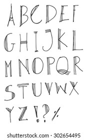 Hand drawn alphabet letters