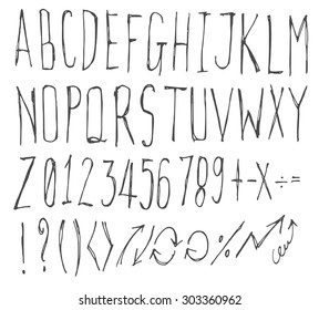 Hand drawn alphabet letters