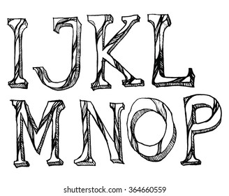 Hand drawn alphabet letters