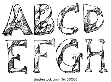 Hand drawn alphabet letters