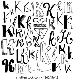 Hand Drawn Alphabet Letters Doodle Sets Stock Vector (Royalty Free ...