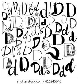 Hand Drawn Alphabet Letters - Doodle sets with D