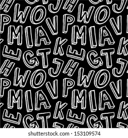 Hand Drawn Alphabet Letters Seamless Pattern.