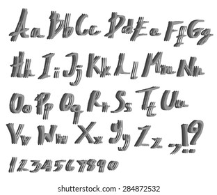 Hand drawn alphabet letters, in two faces (upper and lowercase). Vector