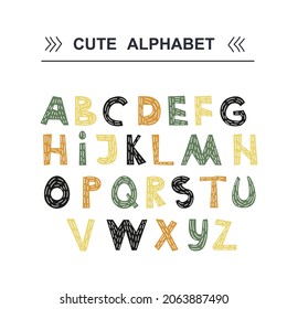 Hand drawn alphabet, letters,  vector illustration