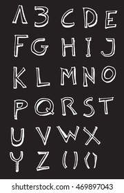 Hand drawn alphabet letters Vector on chalkboard