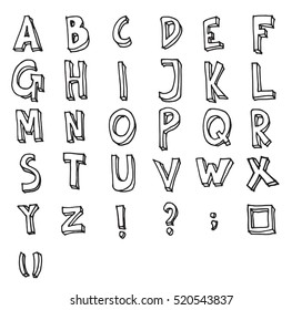 Hand drawn alphabet letters Vector