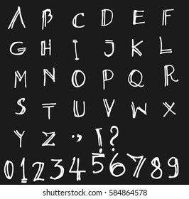 Hand drawn alphabet letters Vector on chalkboard