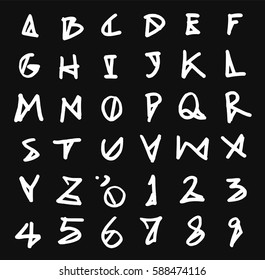 Hand drawn alphabet letters Vector on chalkboard