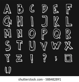Hand drawn alphabet letters Vector on chalkboard
