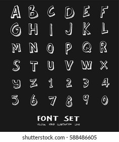 Hand drawn alphabet letters Vector on chalkboard