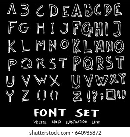 Hand drawn alphabet letters Vector on chalkboard