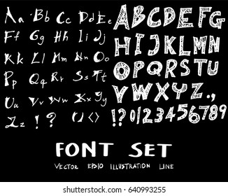 Hand drawn alphabet letters Vector on chalkboard