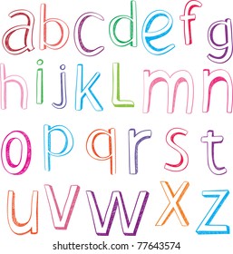 hand drawn alphabet letters. Vector illustration design