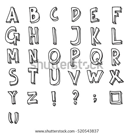 Hand drawn alphabet letters Vector