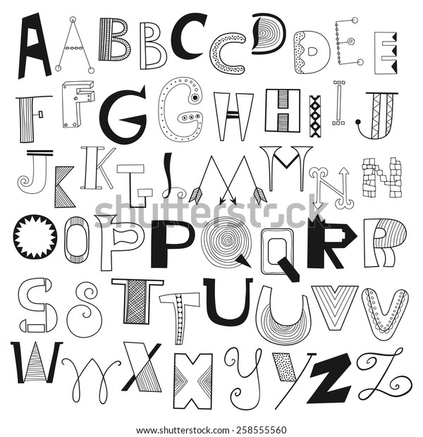 Hand Drawn Alphabet Letters Z Set Stock Vector (Royalty Free) 258555560 ...