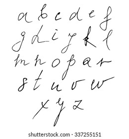 Hand drawn Alphabet made in Vector. Handwritten Letters on white background. Hand drawn calligraphy. Isolated.