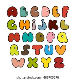 Hand drawn alphabet made in vector. Illustration of set of colorful alphabets. 