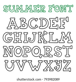 Hand drawn alphabet to make font for logo, clothes design, cards and posters, outlined cute letters
