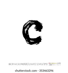 Hand drawn alphabet & number illustration & calligraphy - vector