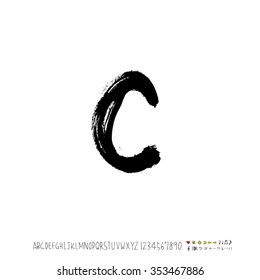 Hand drawn alphabet & number illustration & calligraphy - vector