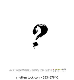 Hand drawn alphabet & number illustration & calligraphy - vector